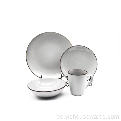 Kundenspezifische Reaktivglasur-Geschirrs-Sets mit Goldrand
